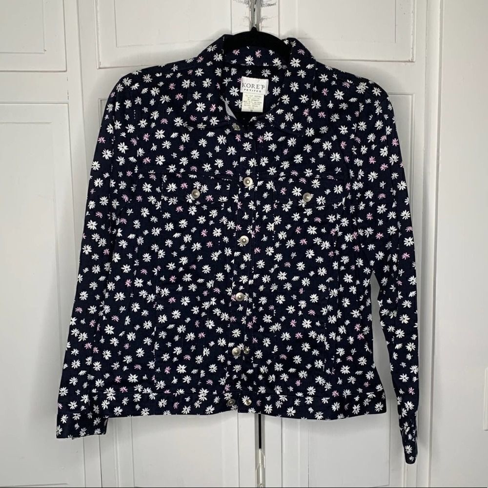 Vintage Koret Petite Navy Floral Shirt Jacket